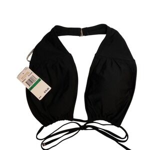 Michael Kors‎ Bandeau Bikini Top Black Gold Hardware Solids Large NWT